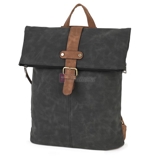 Голяма дамска раница от велур, в тъмносив цвят. Код: 90208-9