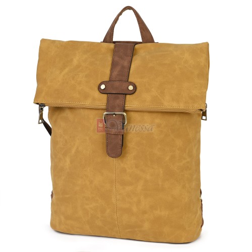 Голяма дамска раница от велур, в жълт цвят. Код: 90208-9