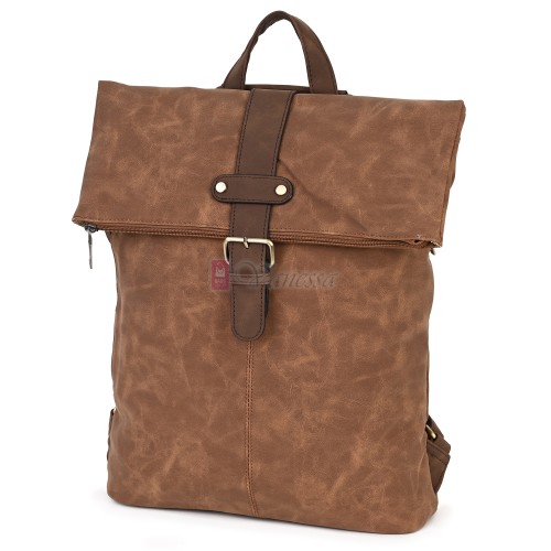 Голяма дамска раница от велур, в кафяв цвят. Код: 90208-9