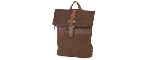 Голяма дамска раница от велур, в тъмнокафяв цвят. Код: 90208-9