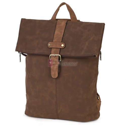 Голяма дамска раница от велур, в тъмнокафяв цвят. Код: 90208-9