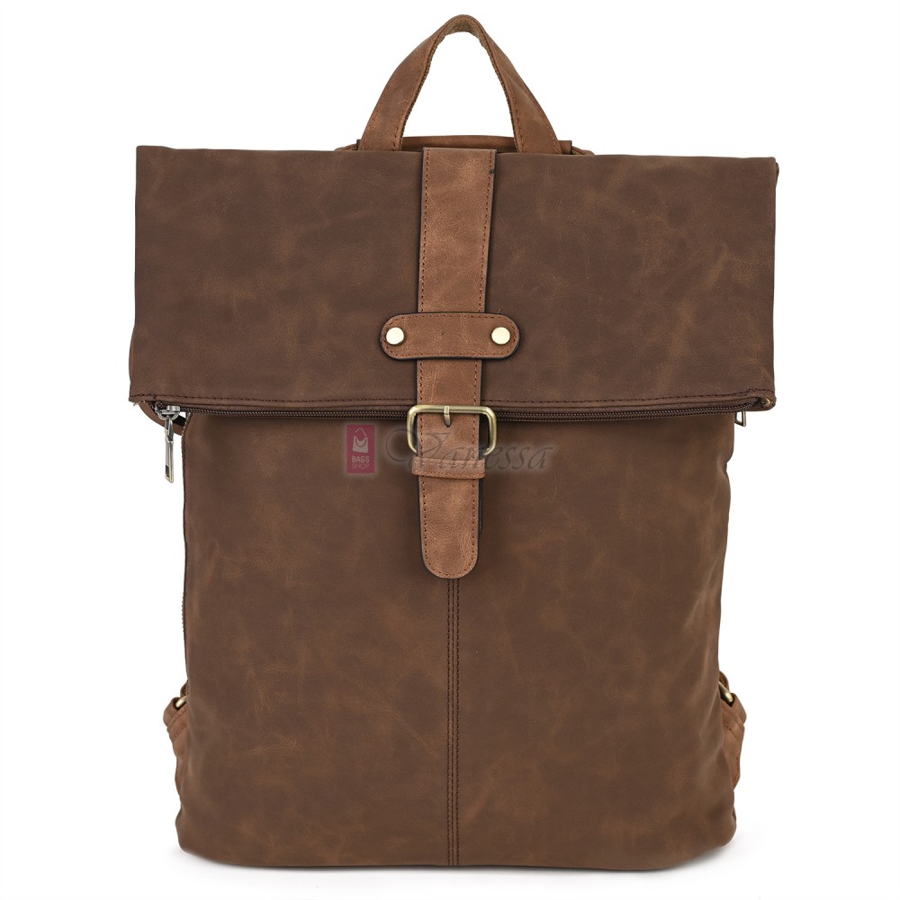 Голяма дамска раница от велур, в тъмнокафяв цвят. Код: 90208-9