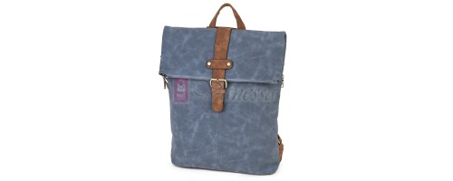 Голяма дамска раница от велур, в син цвят. Код: 90208-9