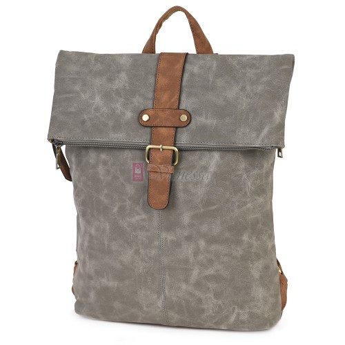 Голяма дамска раница от велур, в сив цвят. Код: 90208-9