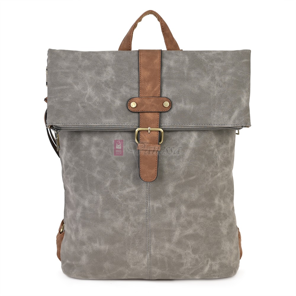 Голяма дамска раница от велур, в сив цвят. Код: 90208-9