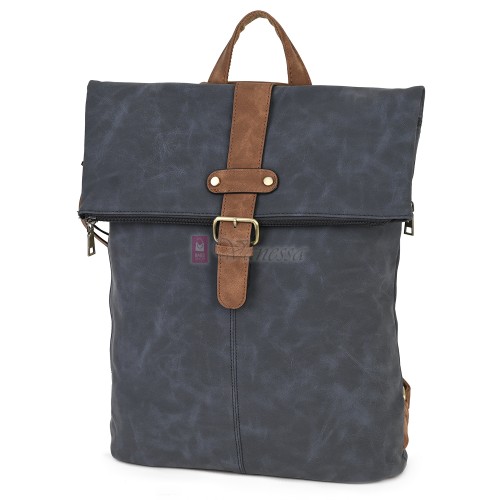 Голяма дамска раница от велур, в тъмносин цвят. Код: 90208-9