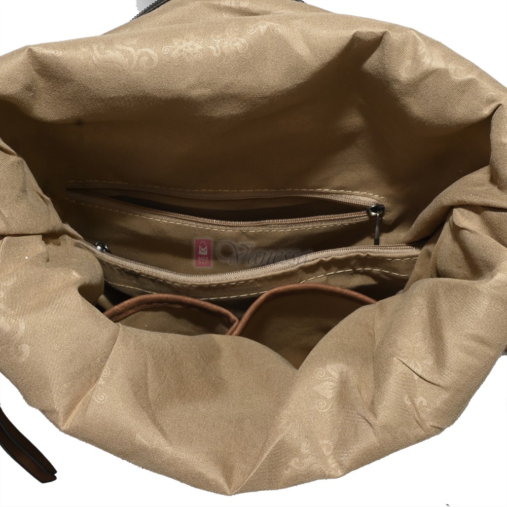 Голяма дамска раница от велур, в жълт цвят. Код: 90208-9