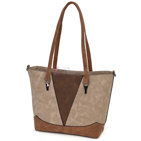 Дамска ежедневна чанта от велур в бежов цвят. Код: 90313