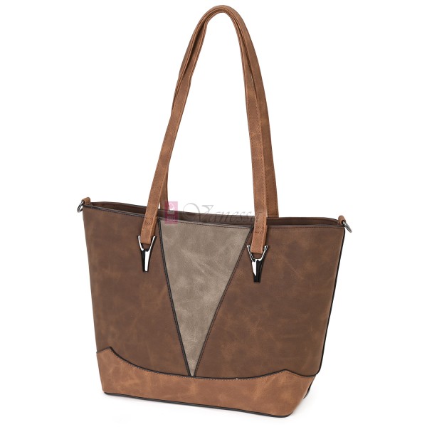 Дамска ежедневна чанта от велур в кафяв цвят. Код: 90313