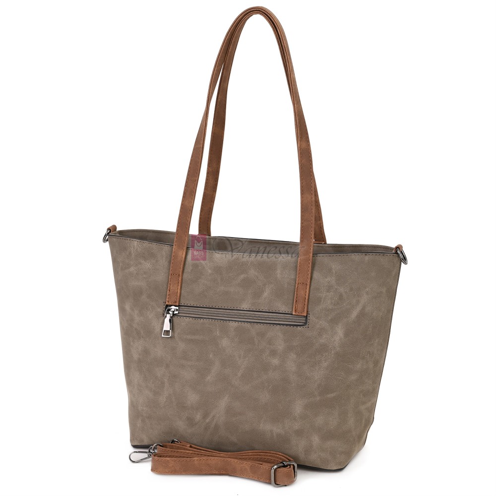 Дамска ежедневна чанта от велур в тъмнобежов цвят. Код: 90313  Дамска ежедневна чанта от велур в тъмнобежов цвят. Код: 90313