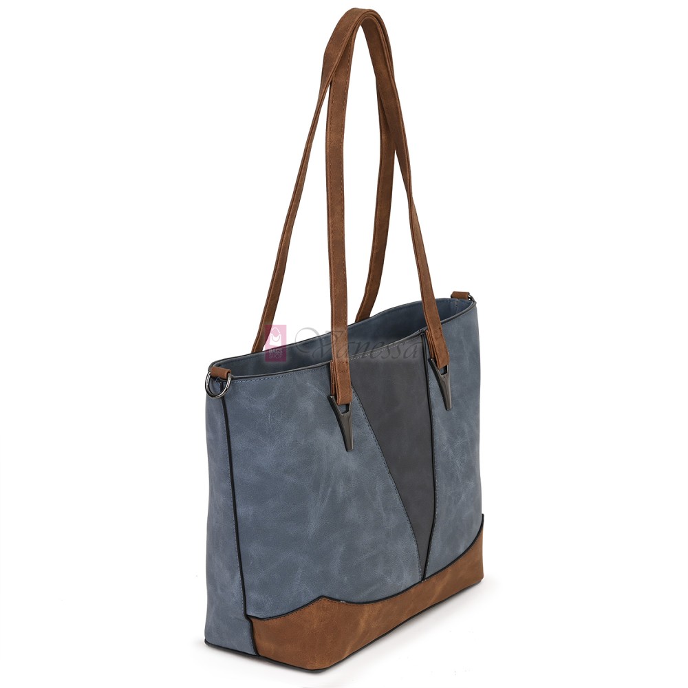 Дамска ежедневна чанта от велур в син цвят. Код: 90313  Дамска ежедневна чанта от велур в син цвят. Код: 90313