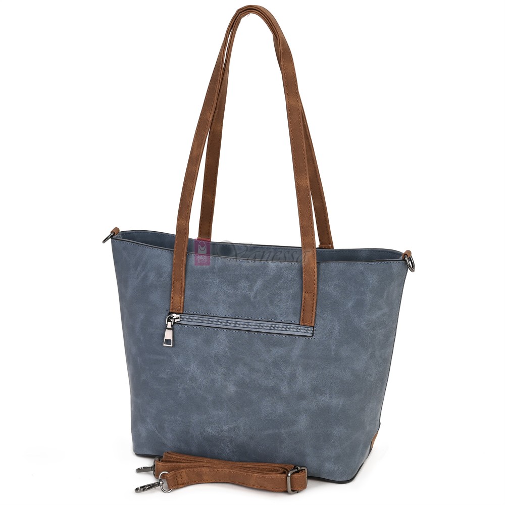 Дамска ежедневна чанта от велур в син цвят. Код: 90313  Дамска ежедневна чанта от велур в син цвят. Код: 90313