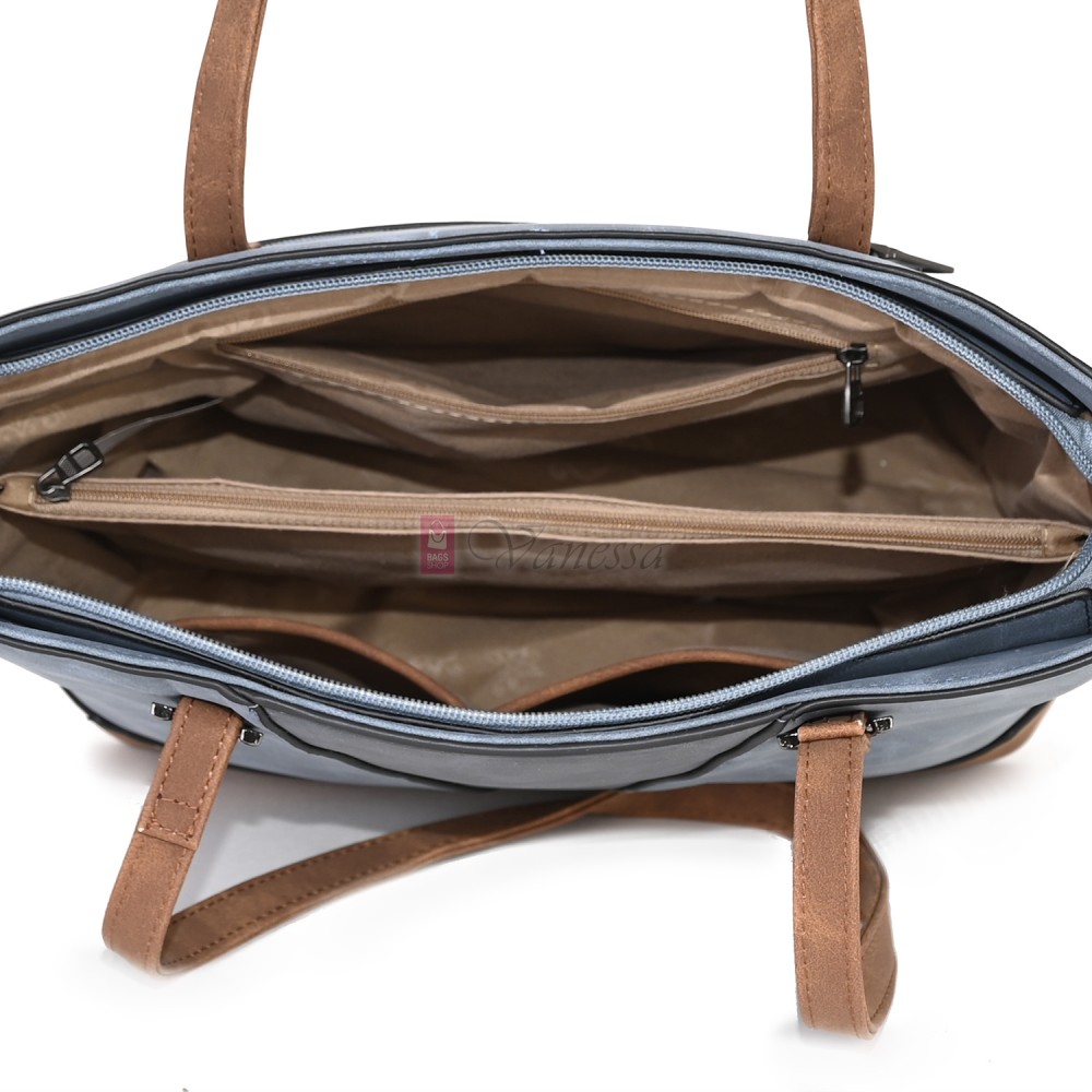 Дамска ежедневна чанта от велур в син цвят. Код: 90313  Дамска ежедневна чанта от велур в син цвят. Код: 90313