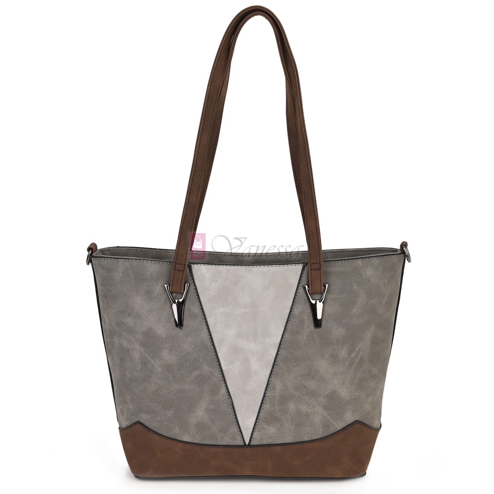 Дамска ежедневна чанта от велур в сив цвят. Код: 90313  Дамска ежедневна чанта от велур в сив цвят. Код: 90313