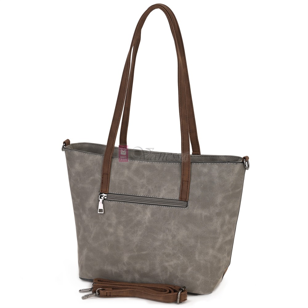 Дамска ежедневна чанта от велур в сив цвят. Код: 90313  Дамска ежедневна чанта от велур в сив цвят. Код: 90313