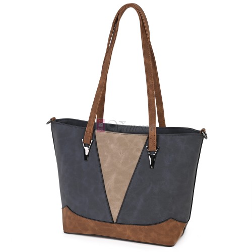  Дамска ежедневна чанта от велур в тъмносин цвят. Код: 90313