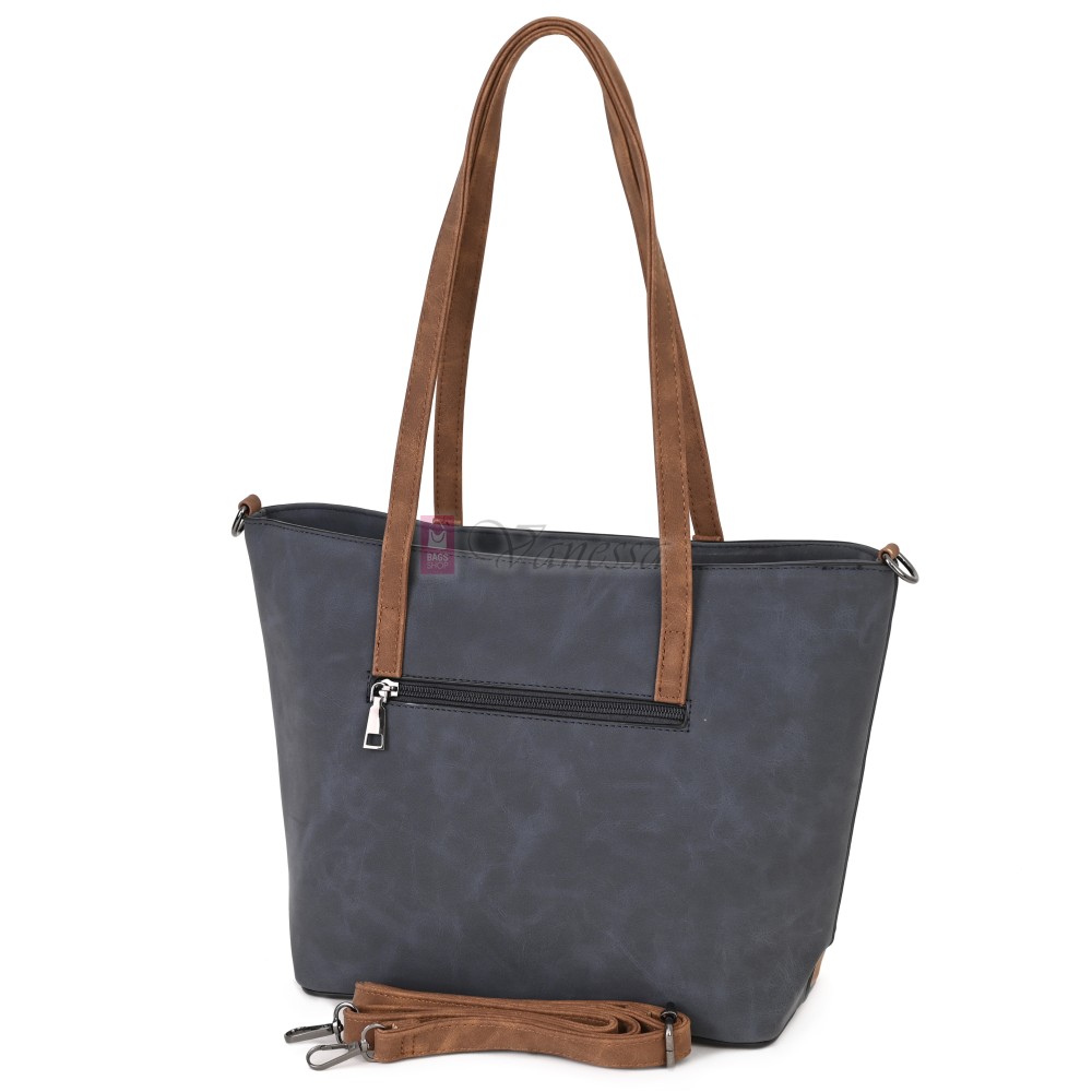 Дамска ежедневна чанта от велур в тъмносин цвят. Код: 90313  Дамска ежедневна чанта от велур в тъмносин цвят. Код: 90313