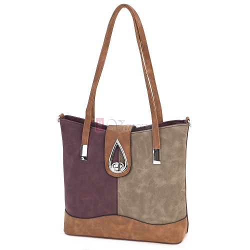  Дамска ежедневна чанта от велур в цвят бордо. Код: 90316