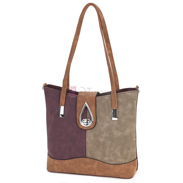 Дамска ежедневна чанта от велур в цвят бордо. Код: 90316