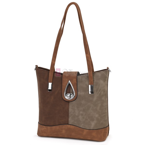 Дамска ежедневна чанта от велур в тъмнокафяв цвят. Код: 90316