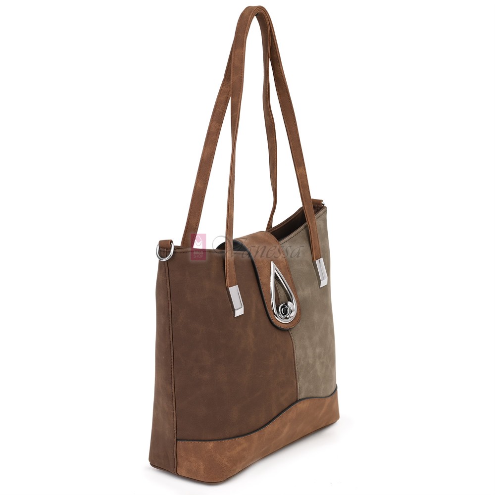 Дамска ежедневна чанта от велур в тъмнокафяв цвят. Код: 90316  Дамска ежедневна чанта от велур в тъмнокафяв цвят. Код: 90316