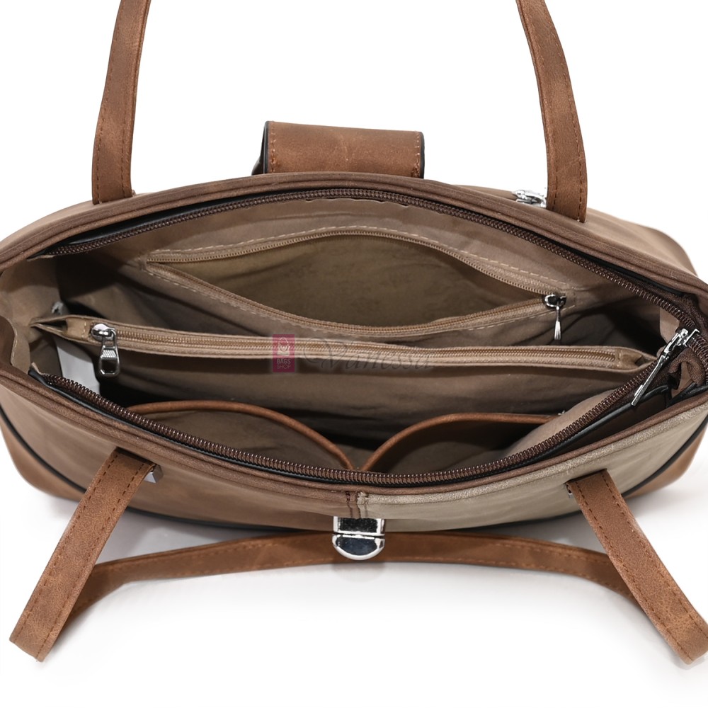 Дамска ежедневна чанта от велур в тъмнокафяв цвят. Код: 90316  Дамска ежедневна чанта от велур в тъмнокафяв цвят. Код: 90316