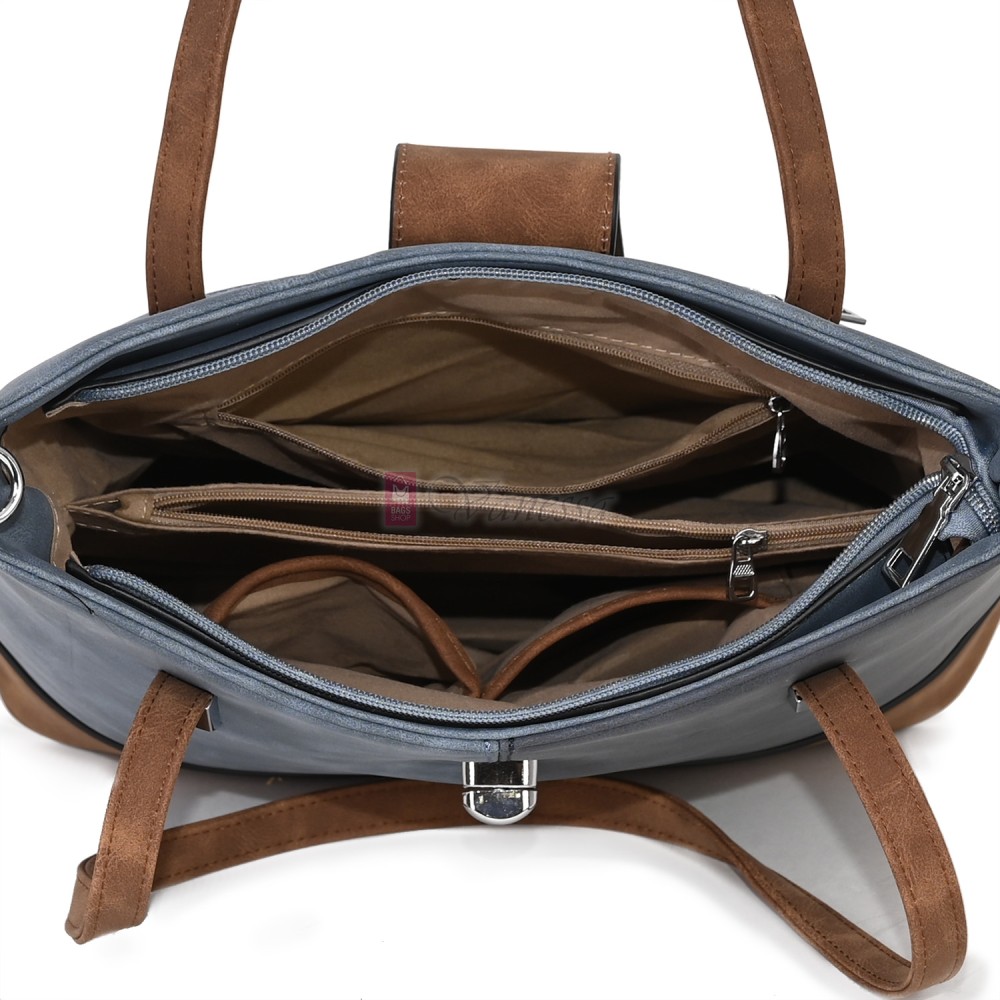 Дамска ежедневна чанта от велур в син цвят. Код: 90316  Дамска ежедневна чанта от велур в син цвят. Код: 90316