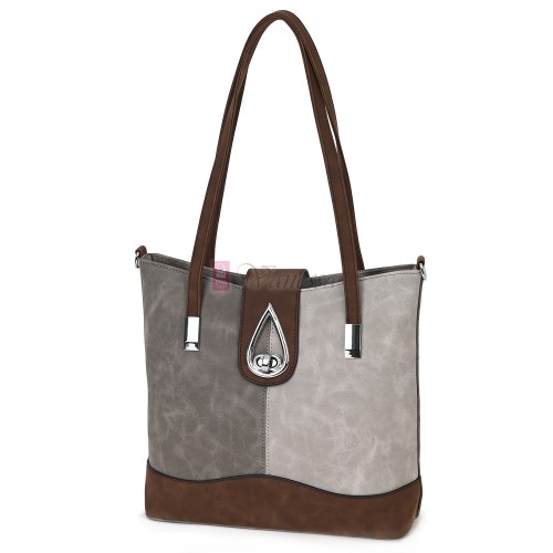  Дамска ежедневна чанта от велур в сив цвят. Код: 90316