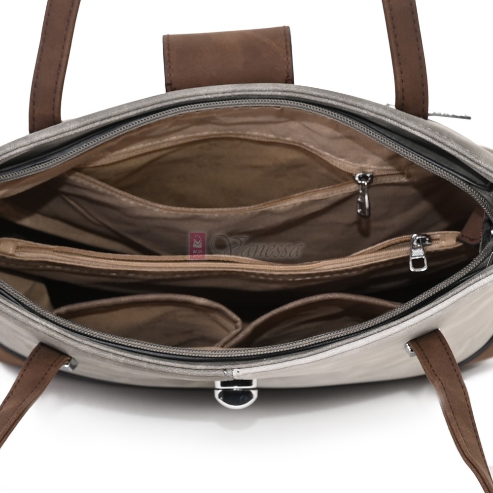 Дамска ежедневна чанта от велур в сив цвят. Код: 90316  Дамска ежедневна чанта от велур в сив цвят. Код: 90316