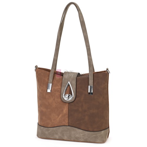  Дамска ежедневна чанта от велур в кафяв цвят. Код: 90316