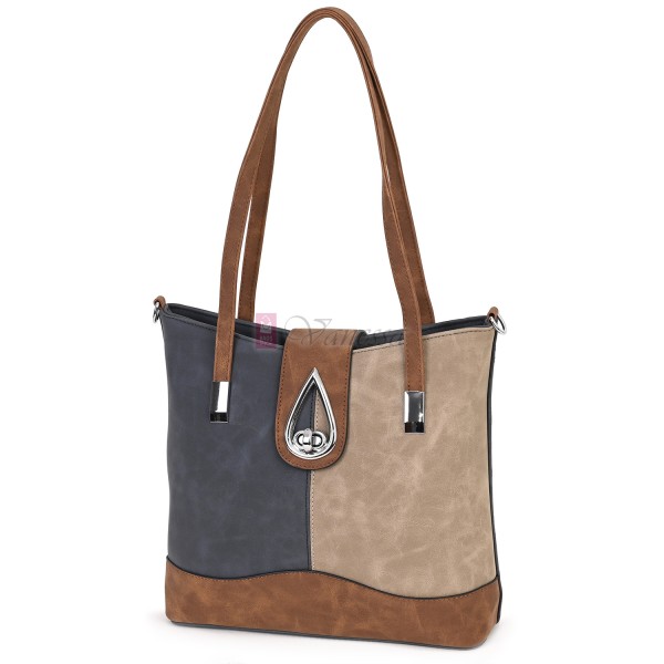 Дамска ежедневна чанта от велур в тъмносин цвят. Код: 90316