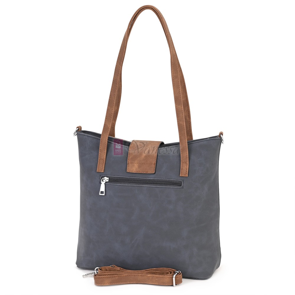 Дамска ежедневна чанта от велур в тъмносин цвят. Код: 90316  Дамска ежедневна чанта от велур в тъмносин цвят. Код: 90316