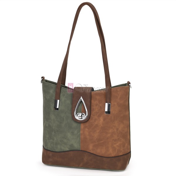 Дамска ежедневна чанта от велур в зелен цвят. Код: 90316