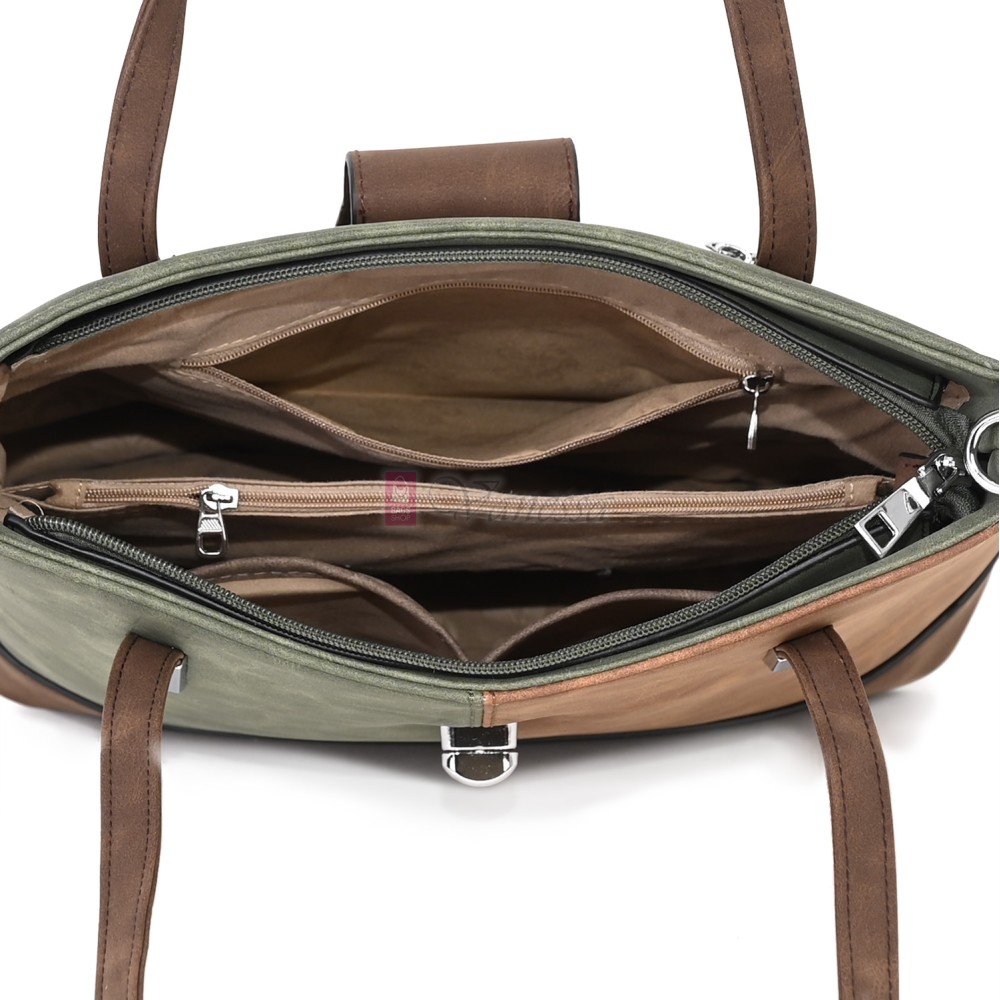 Дамска ежедневна чанта от велур в зелен цвят. Код: 90316  Дамска ежедневна чанта от велур в зелен цвят. Код: 90316