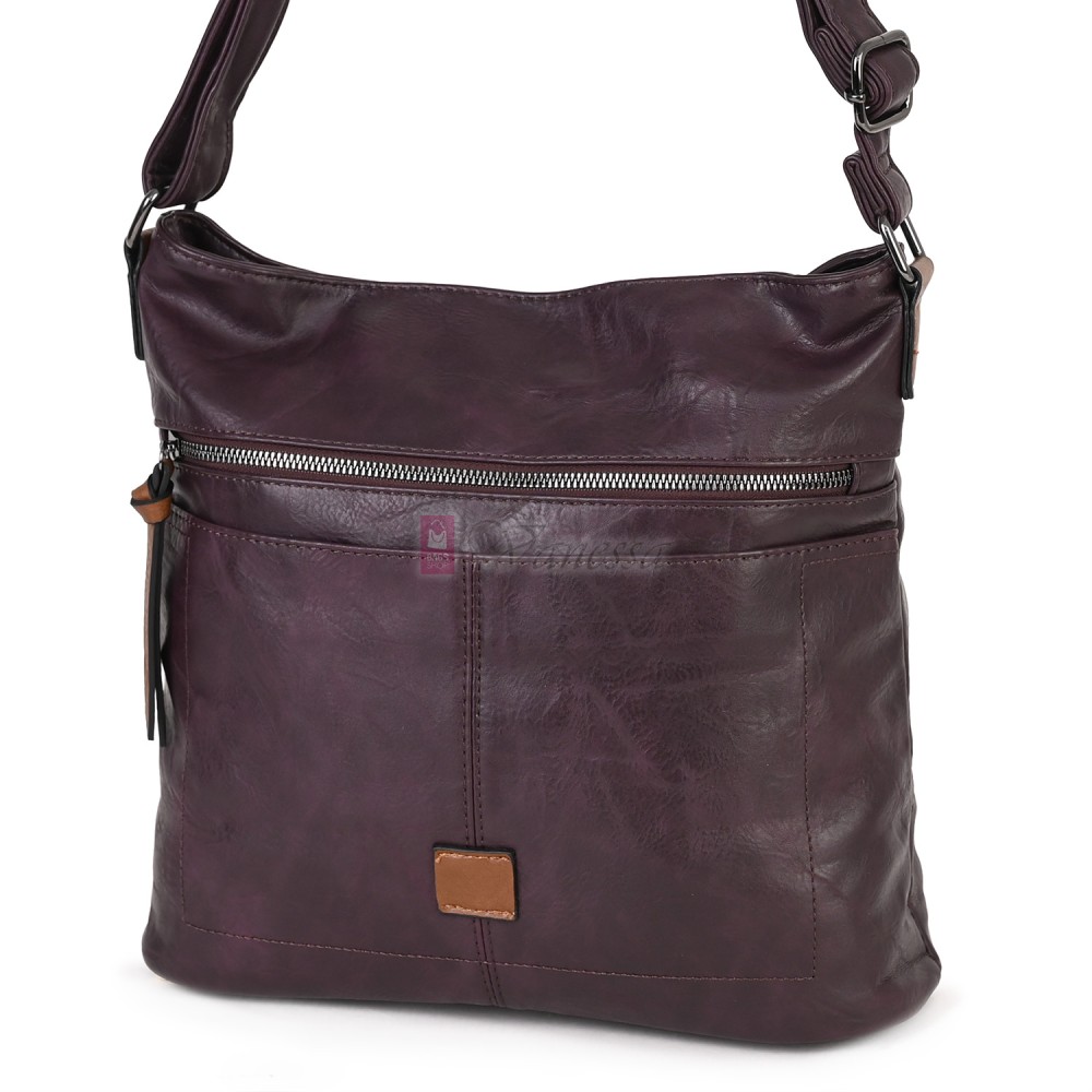 Дамска ежедневна чанта от висококачествена еко кожа, в цвят бордо Код: 9058