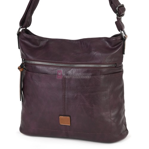 Дамска ежедневна чанта от висококачествена еко кожа, в цвят бордо Код: 9058