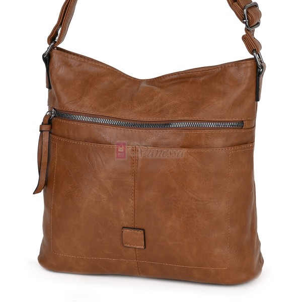 Дамска ежедневна чанта от висококачествена еко кожа, в кафяв цвят Код: 9058