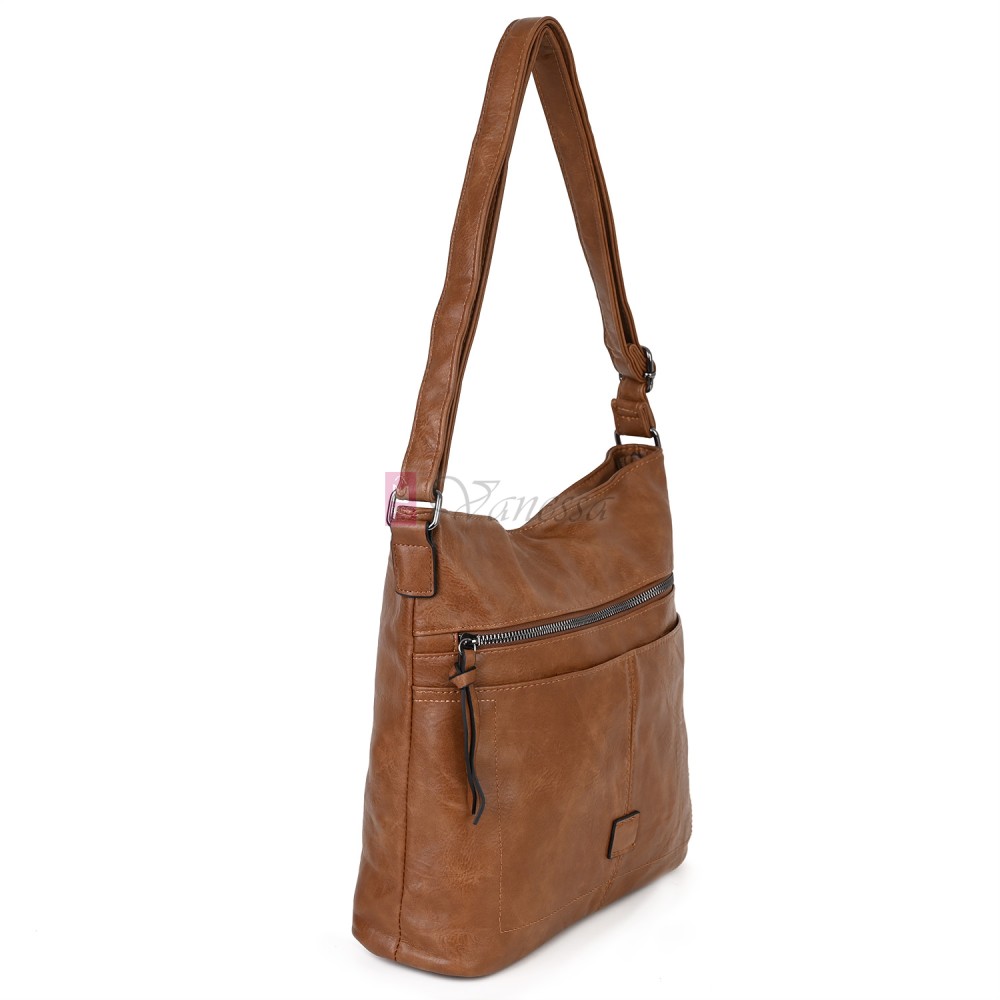 Дамска ежедневна чанта от висококачествена еко кожа, в кафяв цвят Код: 9058