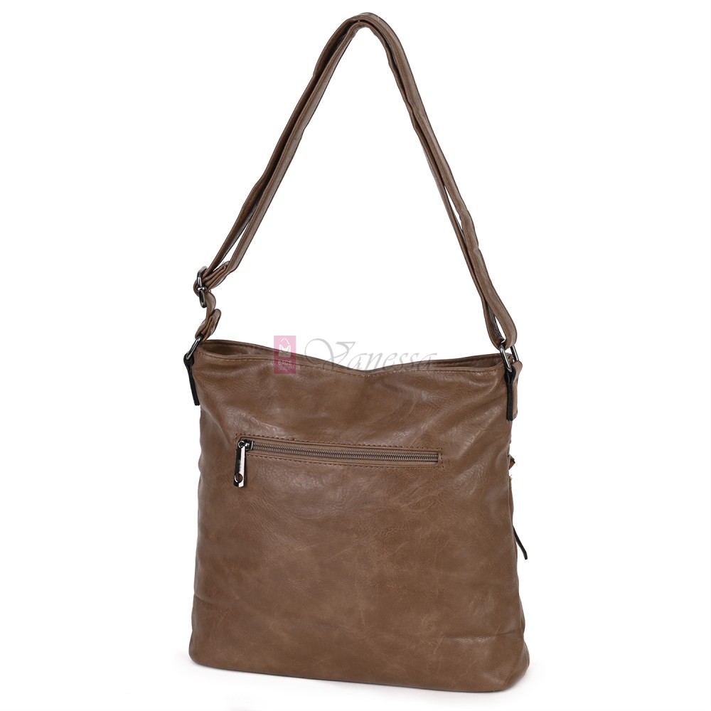 Дамска ежедневна чанта от висококачествена еко кожа, в тъмнобежов цвят Код: 9058