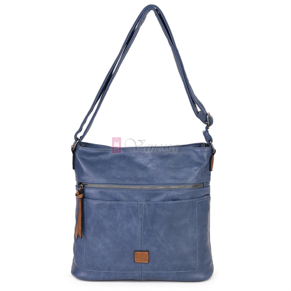 Дамска ежедневна чанта от висококачествена еко кожа, в син цвят Код: 9058
