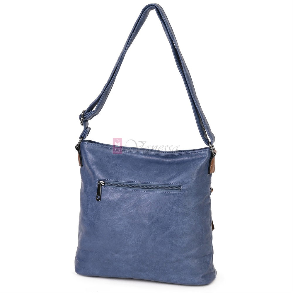 Дамска ежедневна чанта от висококачествена еко кожа, в син цвят Код: 9058