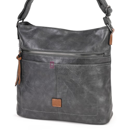 Дамска ежедневна чанта от висококачествена еко кожа, в сив цвят Код: 9058