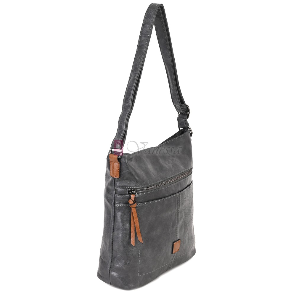 Дамска ежедневна чанта от висококачествена еко кожа, в сив цвят Код: 9058