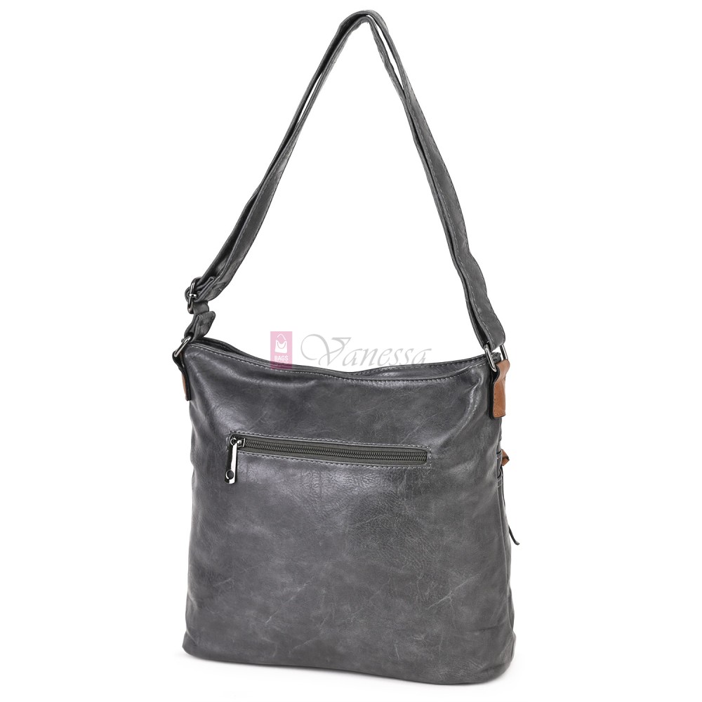 Дамска ежедневна чанта от висококачествена еко кожа, в сив цвят Код: 9058