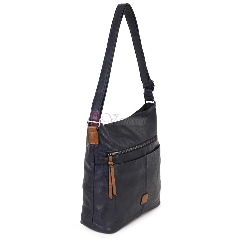 Дамска ежедневна чанта от висококачествена еко кожа, в тъмносин цвят Код: 9058