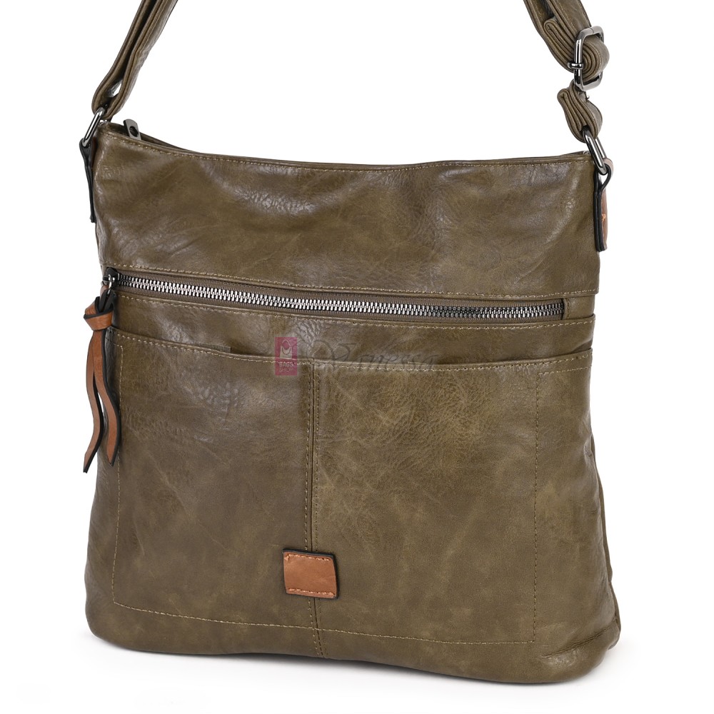 Дамска ежедневна чанта от висококачествена еко кожа, в зелен цвят Код: 9058