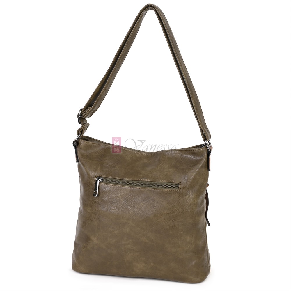 Дамска ежедневна чанта от висококачествена еко кожа, в зелен цвят Код: 9058