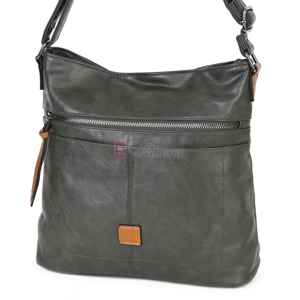 Дамска ежедневна чанта от висококачествена еко кожа, в тъмнозелен цвят Код: 9058