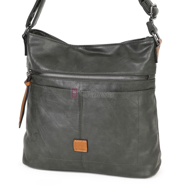 Дамска ежедневна чанта от висококачествена еко кожа, в тъмнозелен цвят Код: 9058