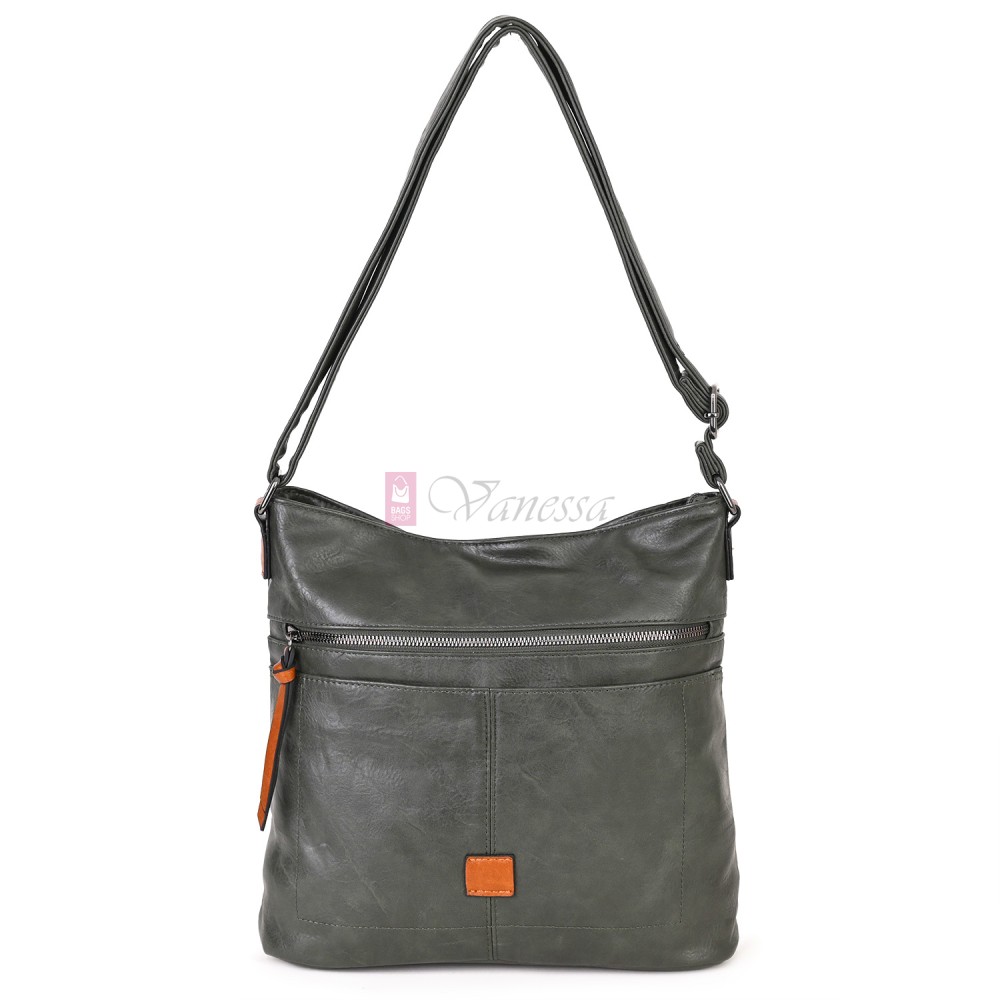 Дамска ежедневна чанта от висококачествена еко кожа, в тъмнозелен цвят Код: 9058